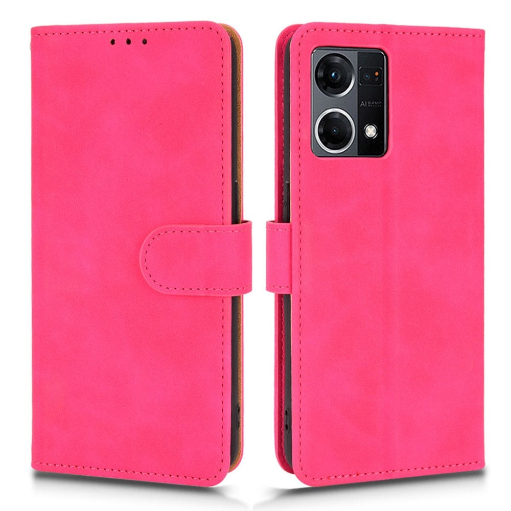 PU Leather Wallet Holster for Oppo Reno7 4G, Magnetic Buckle Skin-Friendly Shockproof Stand Flip Cover