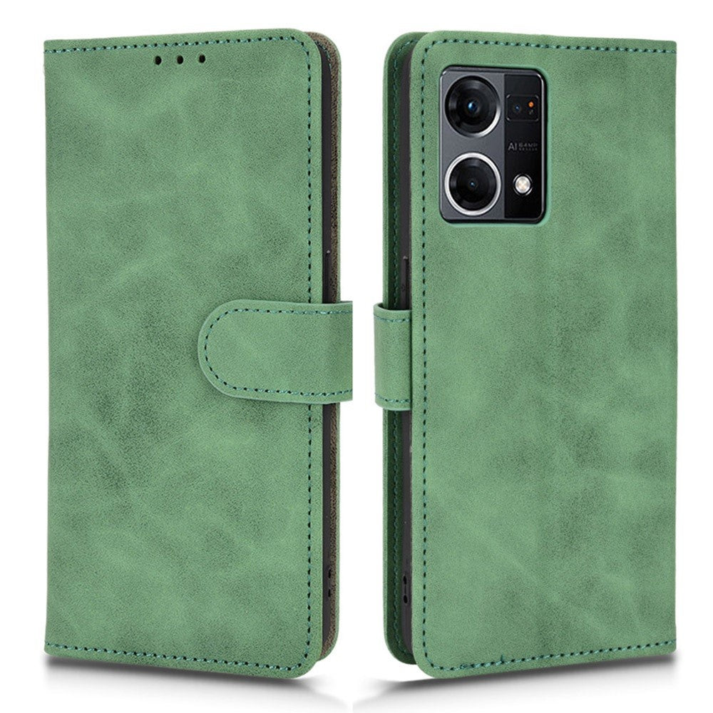 PU Leather Wallet Holster for Oppo Reno7 4G, Magnetic Buckle Skin-Friendly Shockproof Stand Flip Cover