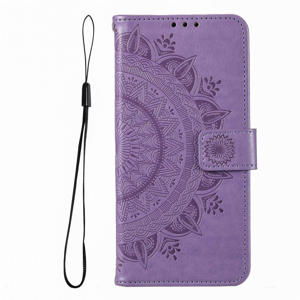 Protective Case for Oppo K10 Pro 5G Imprinted Mandala Flower Pattern Folio Flip Cover PU Leather Anti-drop Wallet Case with Strap