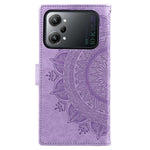 Protective Case for Oppo K10 Pro 5G Imprinted Mandala Flower Pattern Folio Flip Cover PU Leather Anti-drop Wallet Case with Strap