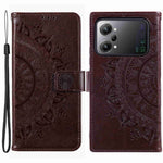 Protective Case for Oppo K10 Pro 5G Imprinted Mandala Flower Pattern Folio Flip Cover PU Leather Anti-drop Wallet Case with Strap