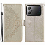 Protective Case for Oppo K10 Pro 5G Imprinted Mandala Flower Pattern Folio Flip Cover PU Leather Anti-drop Wallet Case with Strap