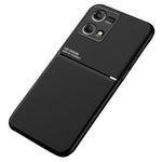 Protective Phone Case for Oppo Reno7 4G Anti-scratch Anti-fall Lines Imprinted PU Leather TPU Shell with Built-in Metal Sheet