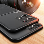 Protective Phone Case for Oppo Reno7 4G Anti-scratch Anti-fall Lines Imprinted PU Leather TPU Shell with Built-in Metal Sheet