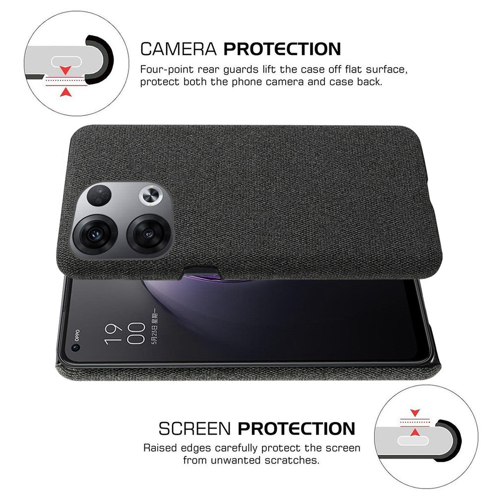 For Oppo Reno8 5G / Reno8 5G (Global Version) Mobile Phone Case Shell Solid Color Hard PC+Cloth Phone Cover