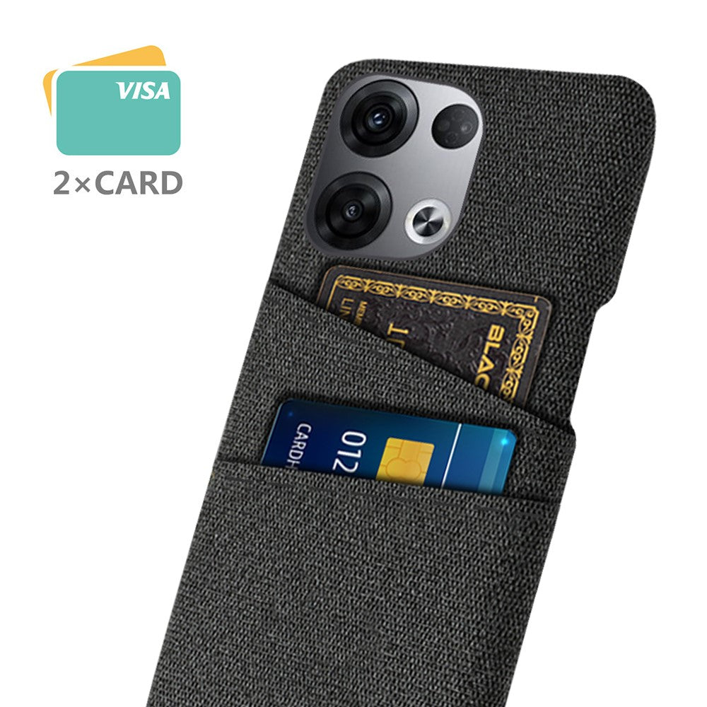 For Oppo Reno8 5G / Reno8 5G (Global Version) Cloth Texture Multifunction Dual Card Slots Cell Phone Case Cloth + PC Phone Back Cover