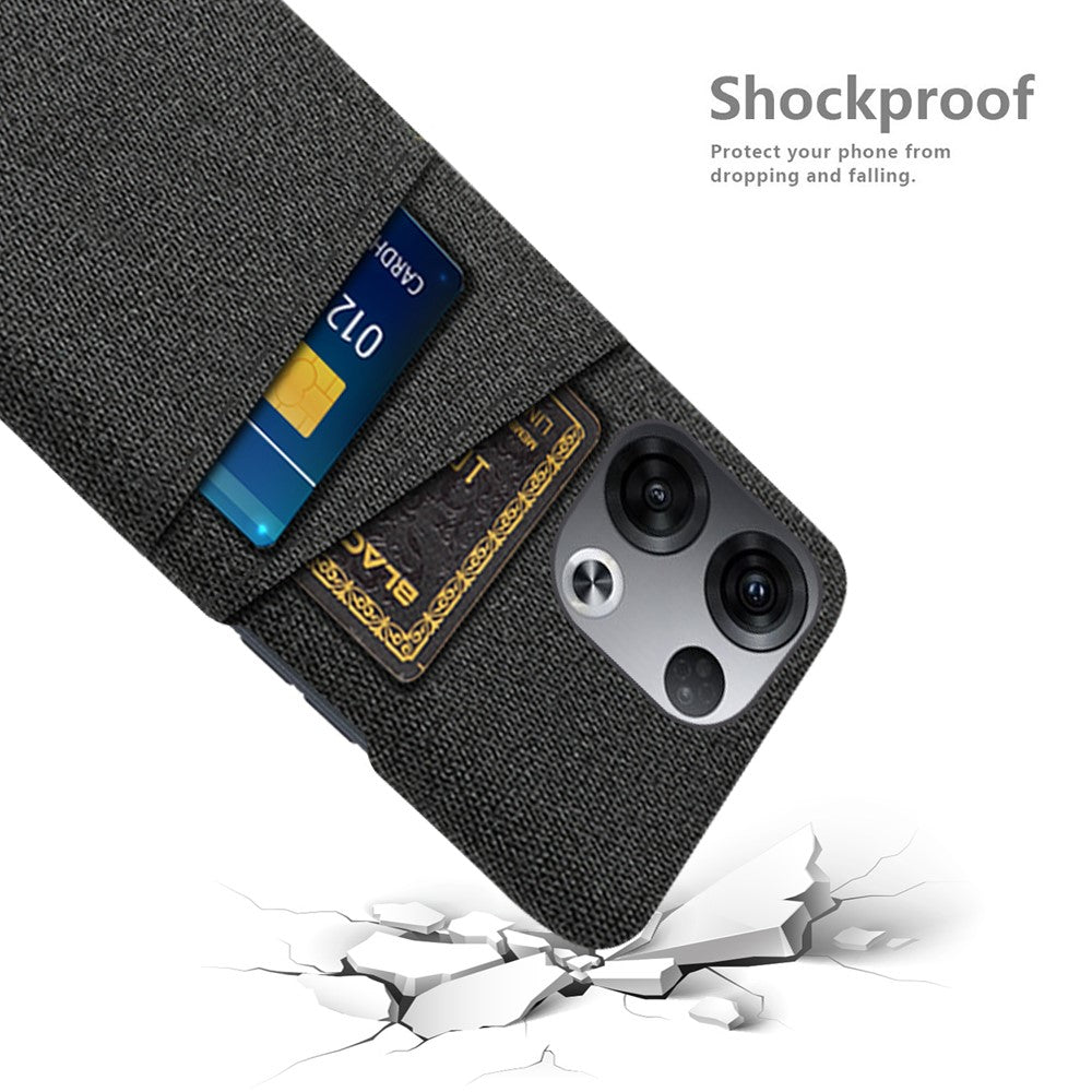 For Oppo Reno8 5G / Reno8 5G (Global Version) Cloth Texture Multifunction Dual Card Slots Cell Phone Case Cloth + PC Phone Back Cover