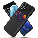 Cloth Texture Anti-scratch Phone Case for Oppo Reno7 4G, PU Leather Coated Hard PC Cover with Card Slot