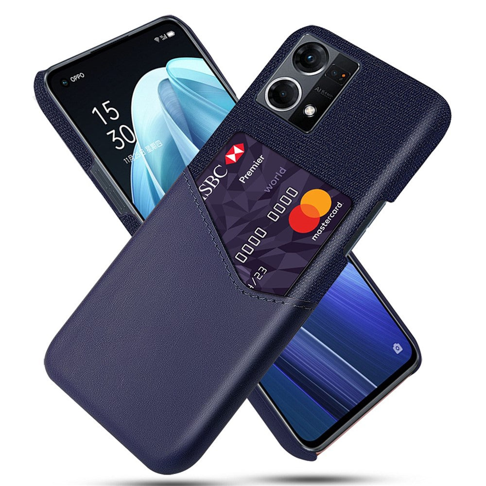Cloth Texture Anti-scratch Phone Case for Oppo Reno7 4G, PU Leather Coated Hard PC Cover with Card Slot
