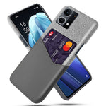 Cloth Texture Anti-scratch Phone Case for Oppo Reno7 4G, PU Leather Coated Hard PC Cover with Card Slot