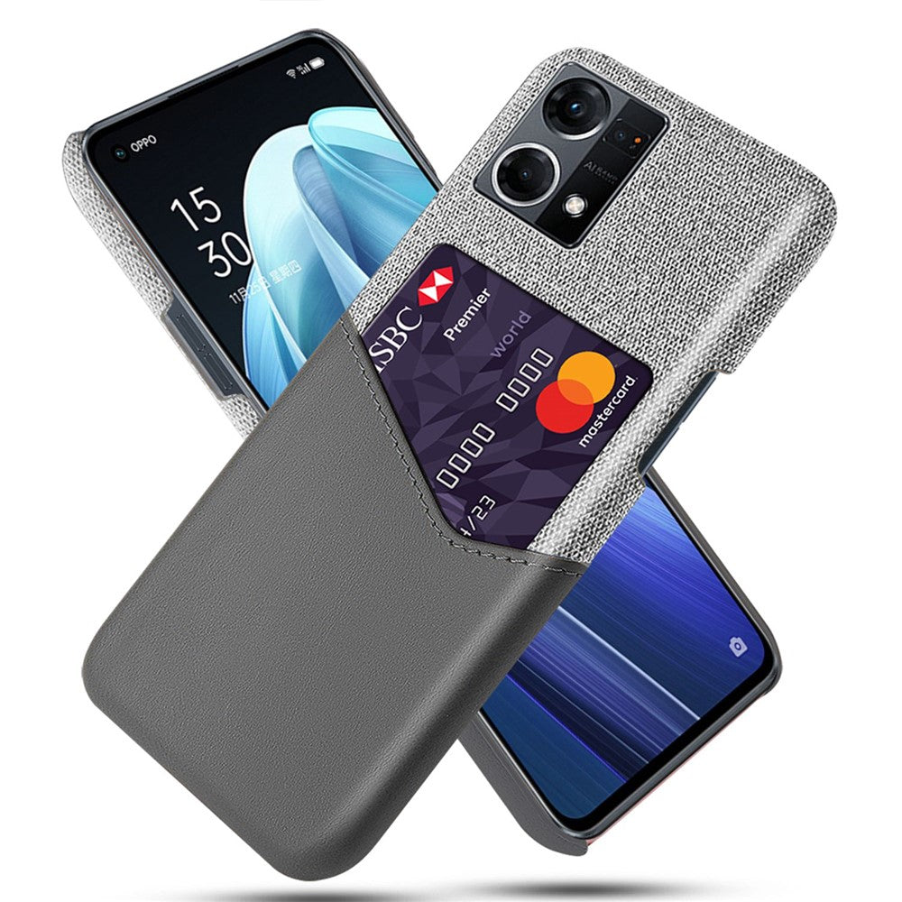 Cloth Texture Anti-scratch Phone Case for Oppo Reno7 4G, PU Leather Coated Hard PC Cover with Card Slot