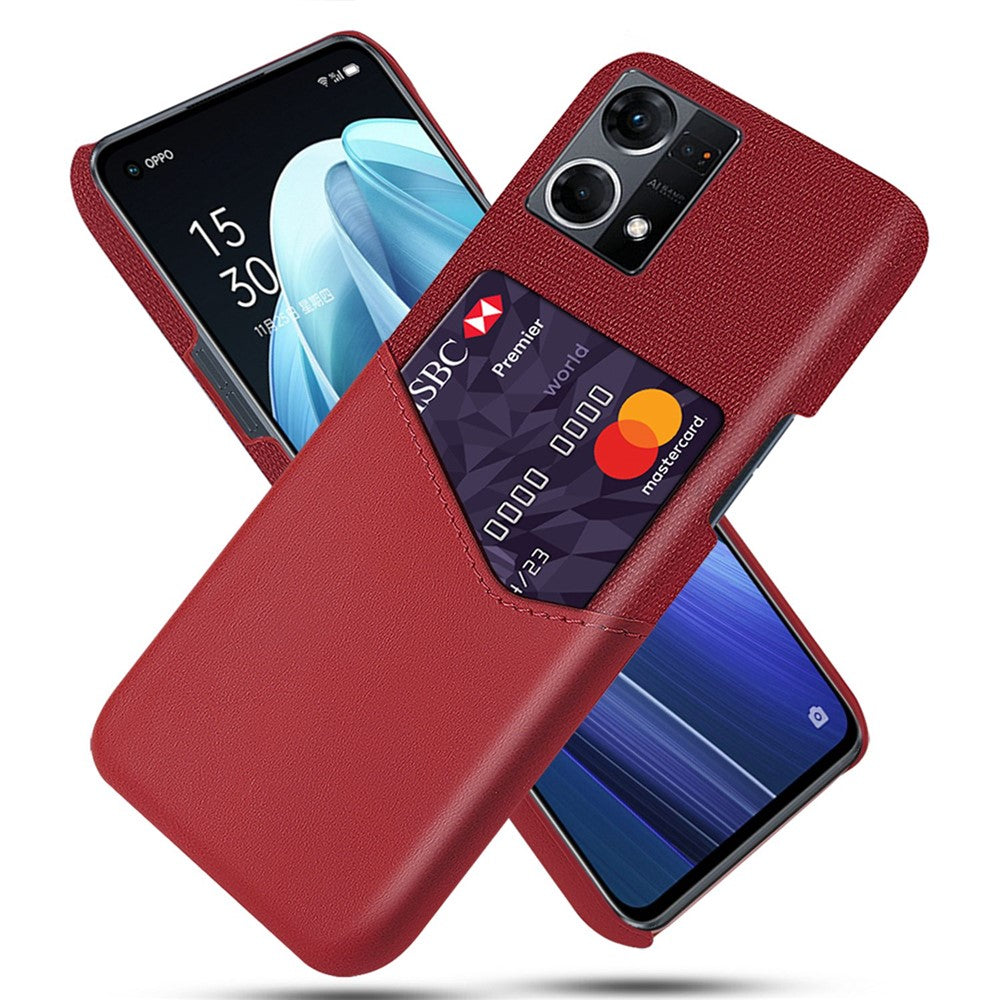 Cloth Texture Anti-scratch Phone Case for Oppo Reno7 4G, PU Leather Coated Hard PC Cover with Card Slot