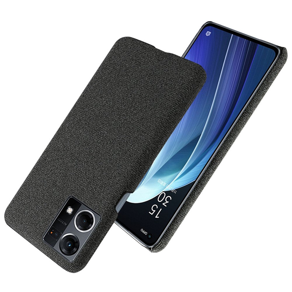 For Oppo Reno7 4G Cloth Texture Phone Case Solid Color Hard PC + Cloth Protective Cover