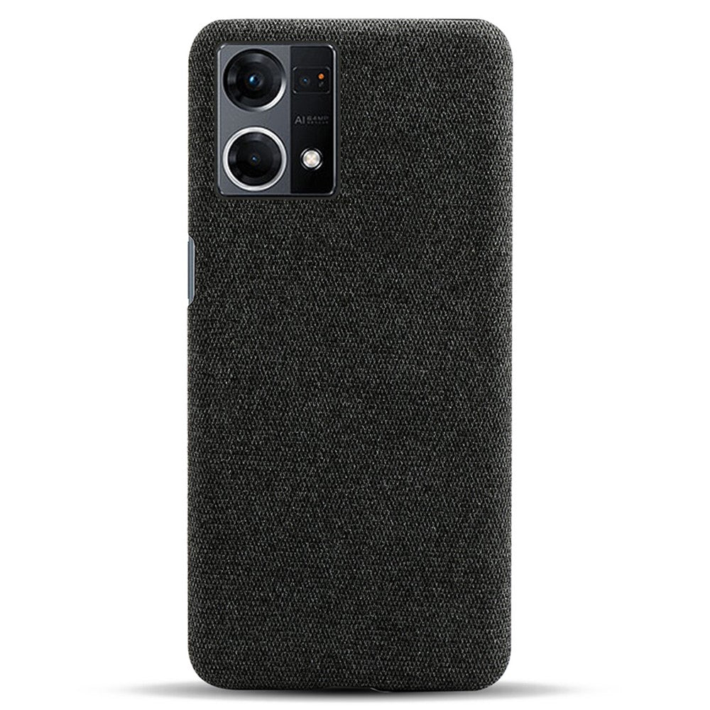 For Oppo Reno7 4G Cloth Texture Phone Case Solid Color Hard PC + Cloth Protective Cover