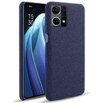 For Oppo Reno7 4G Cloth Texture Phone Case Solid Color Hard PC + Cloth Protective Cover