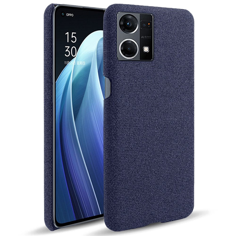 For Oppo Reno7 4G Cloth Texture Phone Case Solid Color Hard PC + Cloth Protective Cover