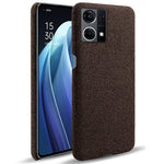 For Oppo Reno7 4G Cloth Texture Phone Case Solid Color Hard PC + Cloth Protective Cover
