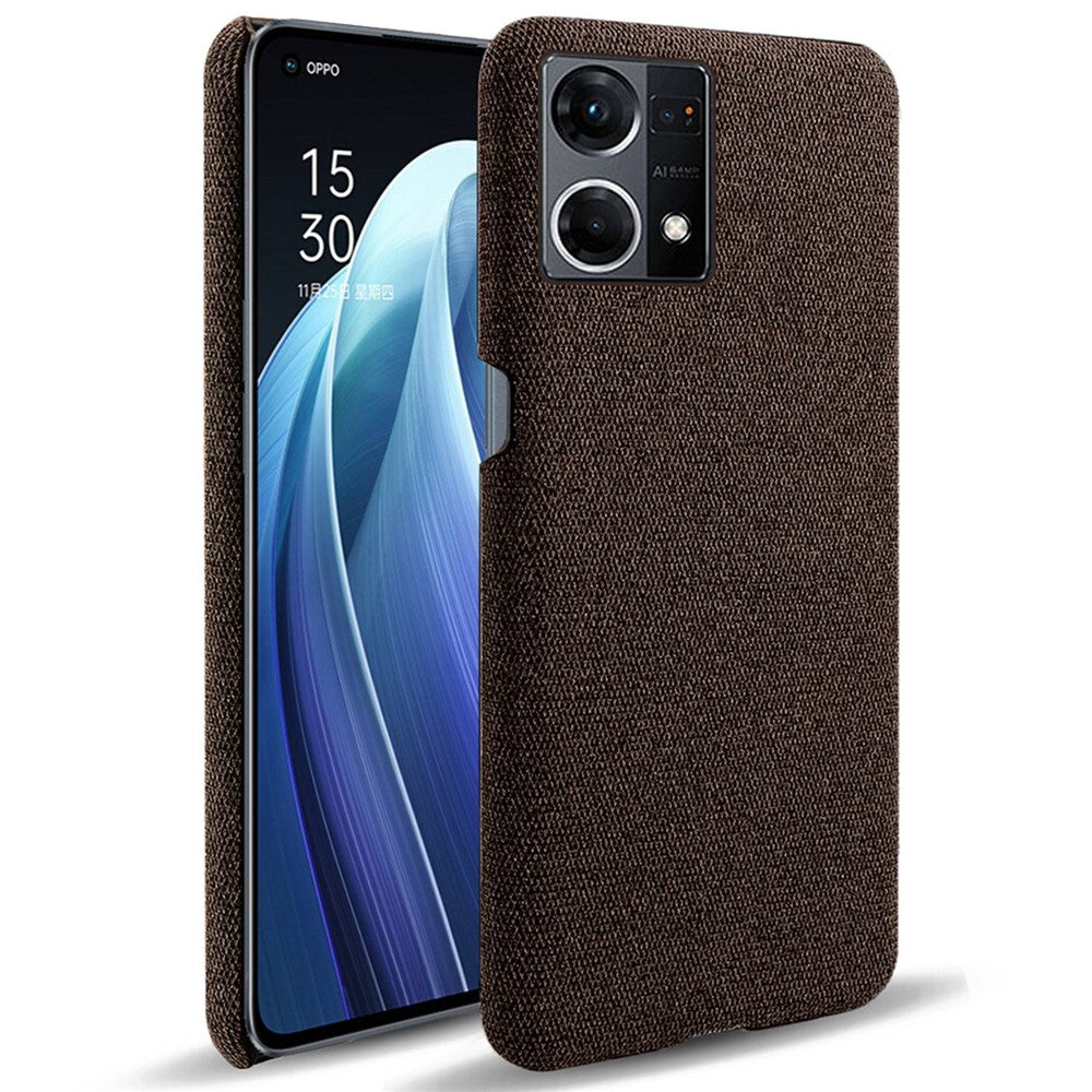 For Oppo Reno7 4G Cloth Texture Phone Case Solid Color Hard PC + Cloth Protective Cover