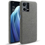 For Oppo Reno7 4G Cloth Texture Phone Case Solid Color Hard PC + Cloth Protective Cover