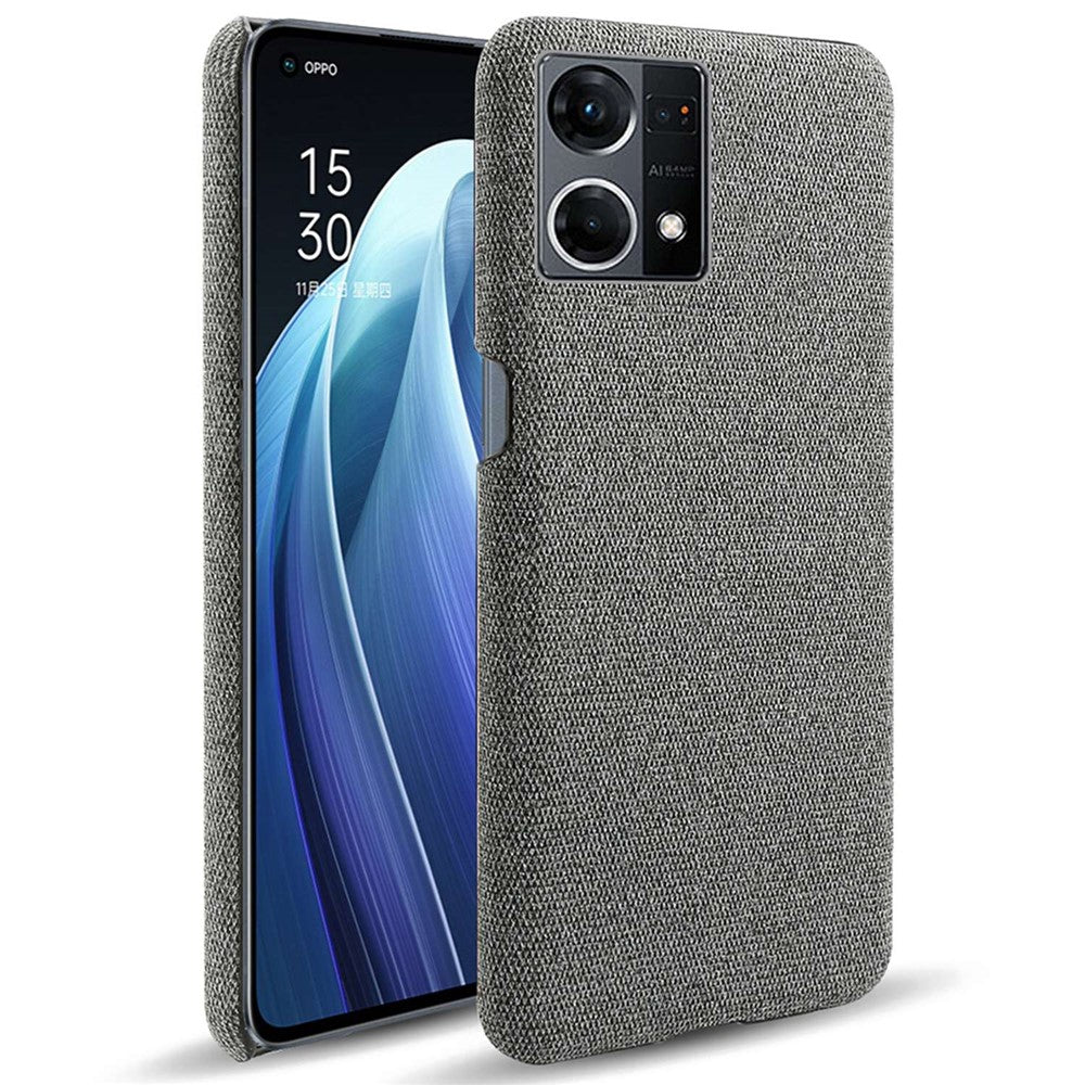 For Oppo Reno7 4G Cloth Texture Phone Case Solid Color Hard PC + Cloth Protective Cover