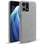 For Oppo Reno7 4G Cloth Texture Phone Case Solid Color Hard PC + Cloth Protective Cover