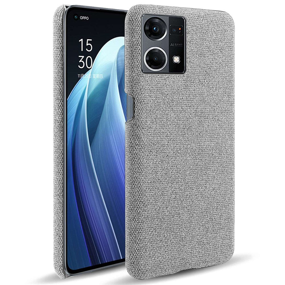 For Oppo Reno7 4G Cloth Texture Phone Case Solid Color Hard PC + Cloth Protective Cover