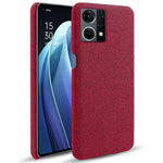 For Oppo Reno7 4G Cloth Texture Phone Case Solid Color Hard PC + Cloth Protective Cover