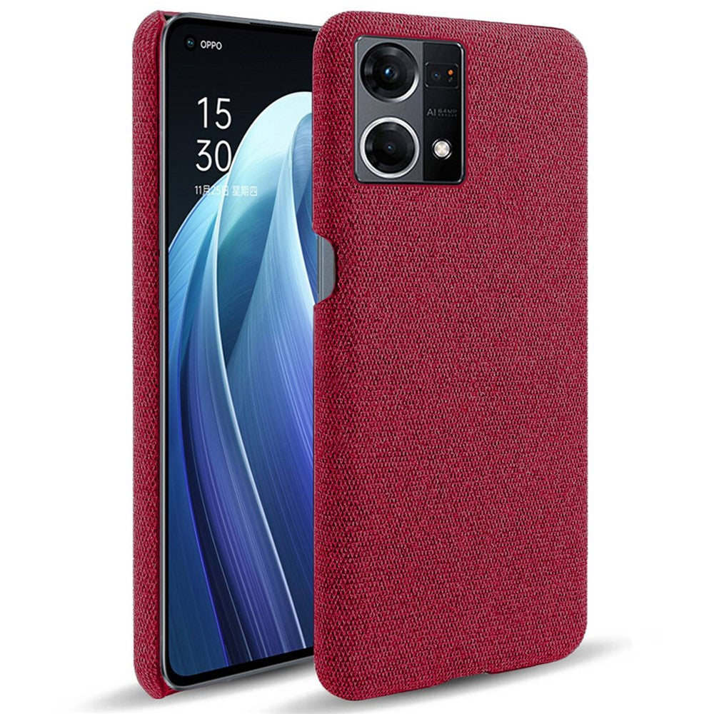 For Oppo Reno7 4G Cloth Texture Phone Case Solid Color Hard PC + Cloth Protective Cover