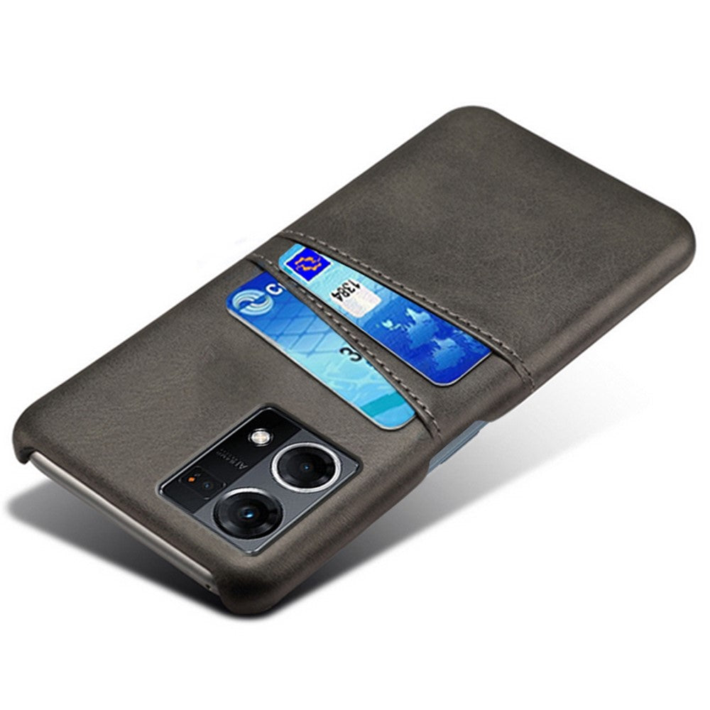 For Oppo Reno7 4G Multipurpose Phone Case with Two Card Slots Phone Protector PU Leather Coated Hard PC Cover