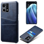 For Oppo Reno7 4G Multipurpose Phone Case with Two Card Slots Phone Protector PU Leather Coated Hard PC Cover