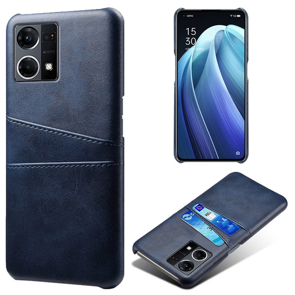 For Oppo Reno7 4G Multipurpose Phone Case with Two Card Slots Phone Protector PU Leather Coated Hard PC Cover