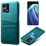 For Oppo Reno7 4G Multipurpose Phone Case with Two Card Slots Phone Protector PU Leather Coated Hard PC Cover