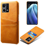 For Oppo Reno7 4G Multipurpose Phone Case with Two Card Slots Phone Protector PU Leather Coated Hard PC Cover