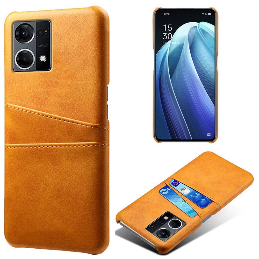 For Oppo Reno7 4G Multipurpose Phone Case with Two Card Slots Phone Protector PU Leather Coated Hard PC Cover