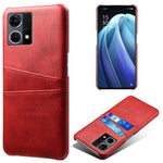 For Oppo Reno7 4G Multipurpose Phone Case with Two Card Slots Phone Protector PU Leather Coated Hard PC Cover