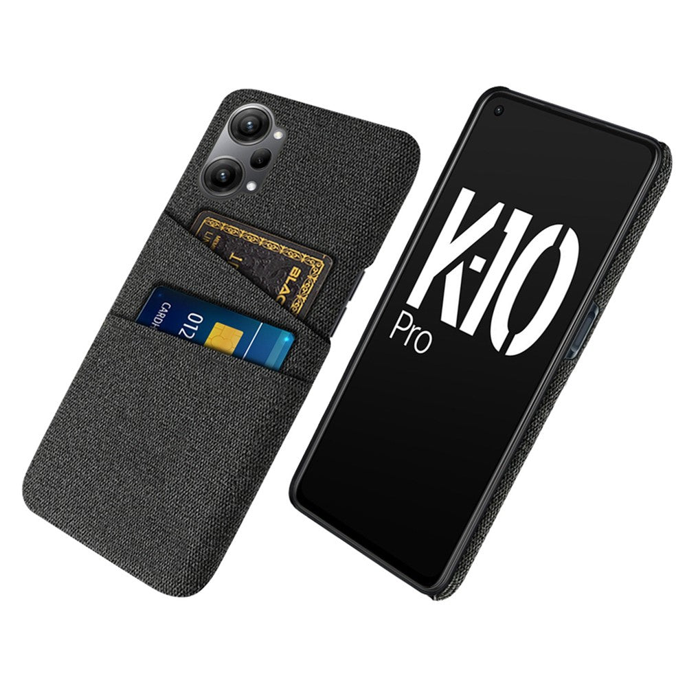 For Oppo K10 Pro 5G Dual Card Slots Cloth + PC Back Case Cloth Texture Protective Phone Cover