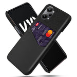 For Oppo K10 Pro 5G Cloth Texture Card Holder Phone Case PU Leather Coated PC Protective Cover