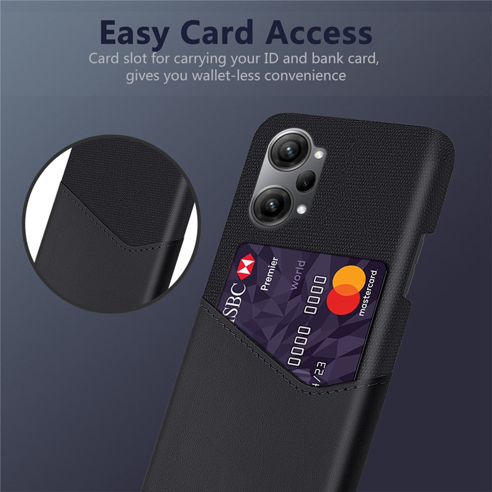 For Oppo K10 Pro 5G Cloth Texture Card Holder Phone Case PU Leather Coated PC Protective Cover