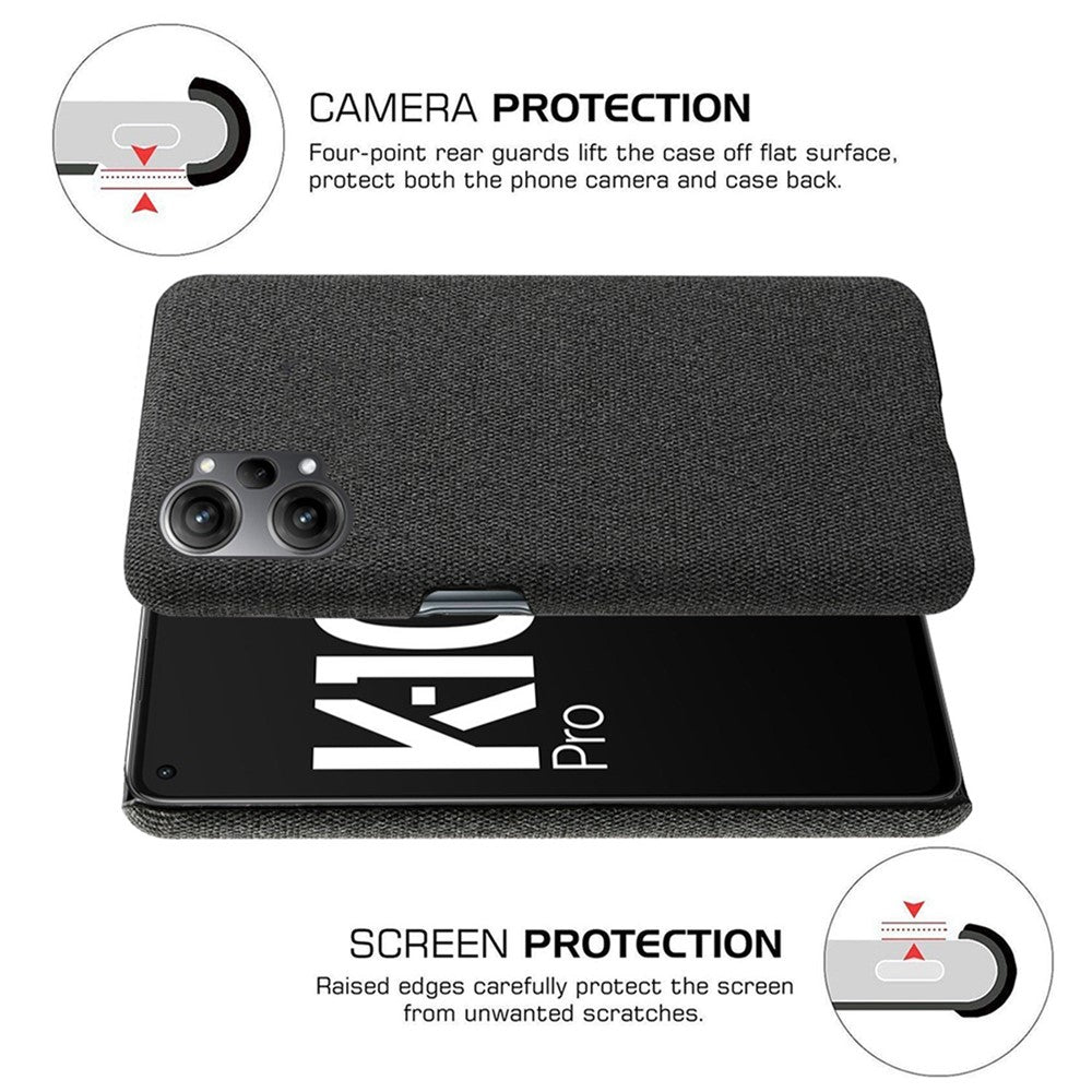 For Oppo K10 Pro 5G Anti-dust Mobile Phone Case Shell Solid Color Hard PC+Cloth Phone Cover