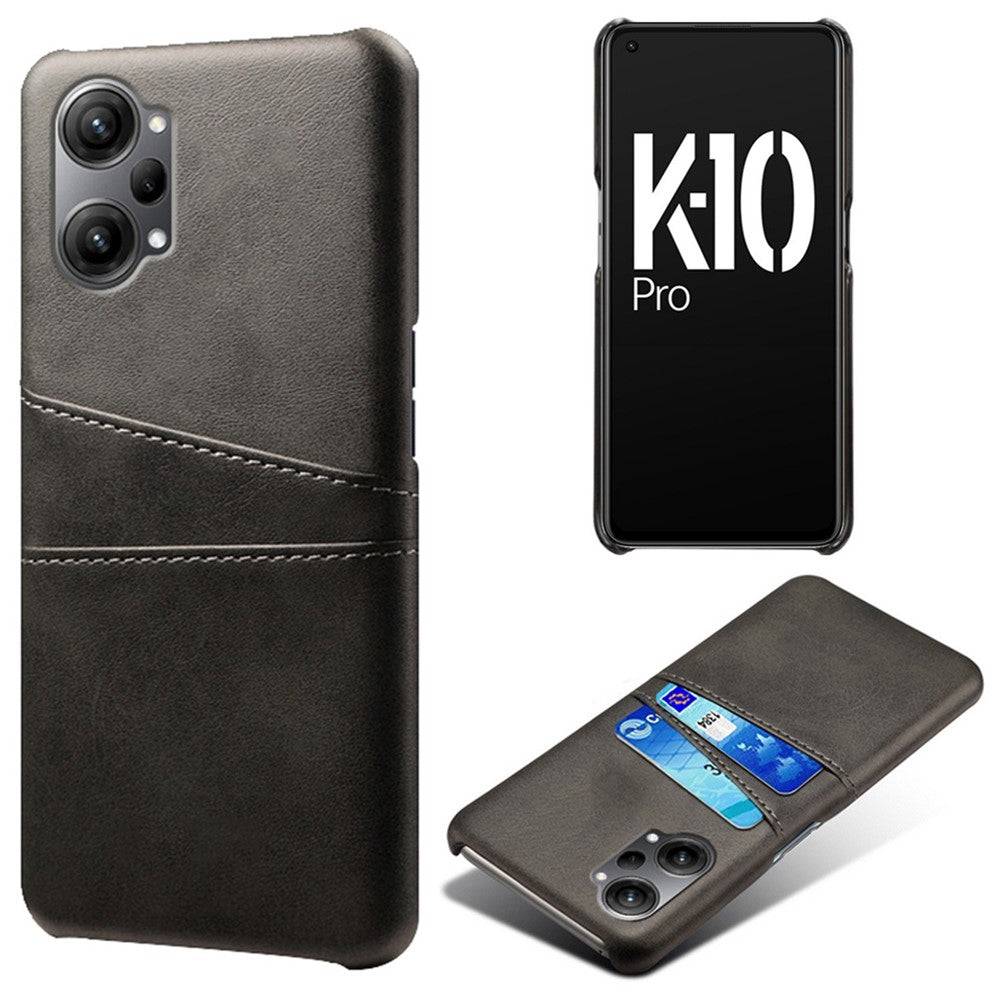 For Oppo K10 Pro 5G Anti-fall Phone Case Thin Card Slots Back Case PU Leather Coated Hard PC Cover