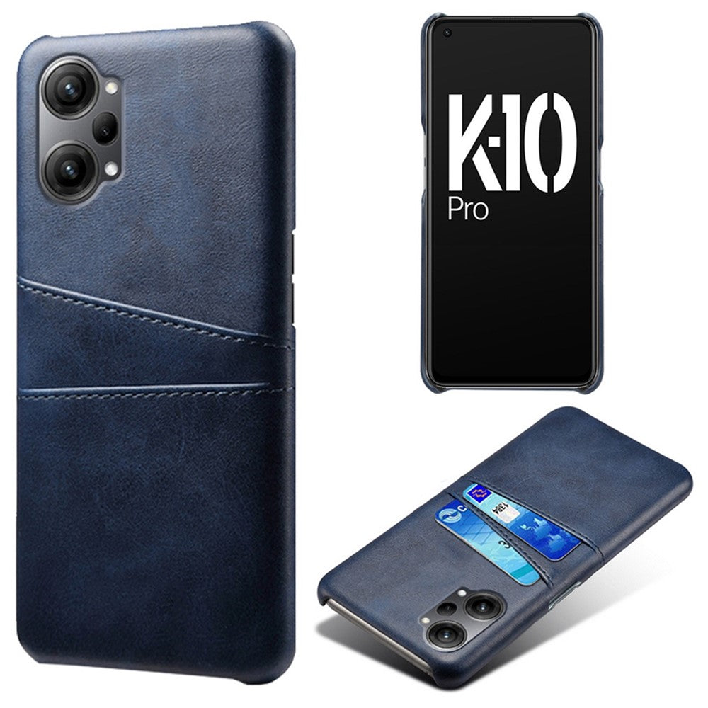 For Oppo K10 Pro 5G Anti-fall Phone Case Thin Card Slots Back Case PU Leather Coated Hard PC Cover