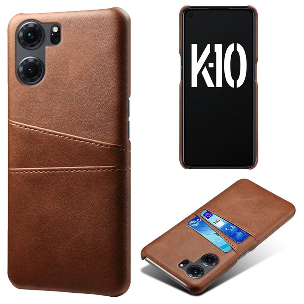 For Oppo K10 Pro 5G Anti-fall Phone Case Thin Card Slots Back Case PU Leather Coated Hard PC Cover