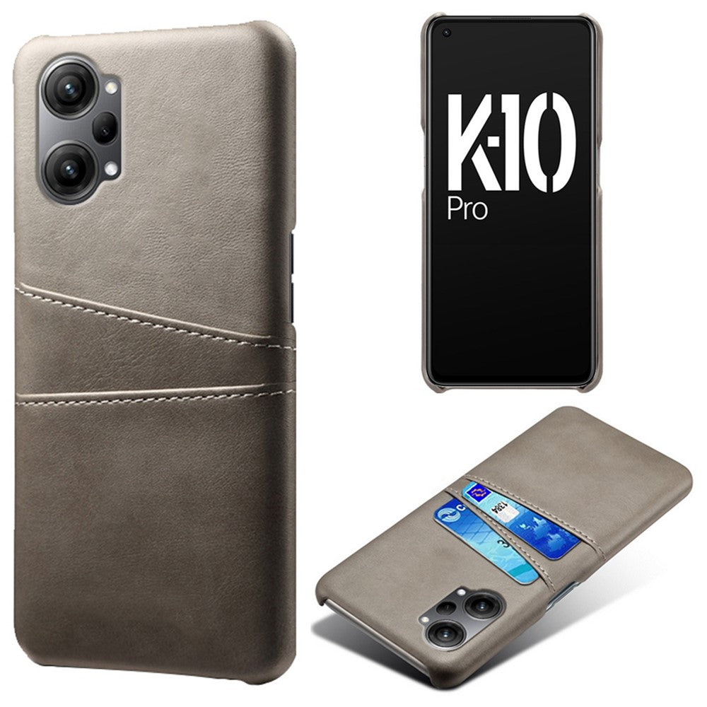 For Oppo K10 Pro 5G Anti-fall Phone Case Thin Card Slots Back Case PU Leather Coated Hard PC Cover