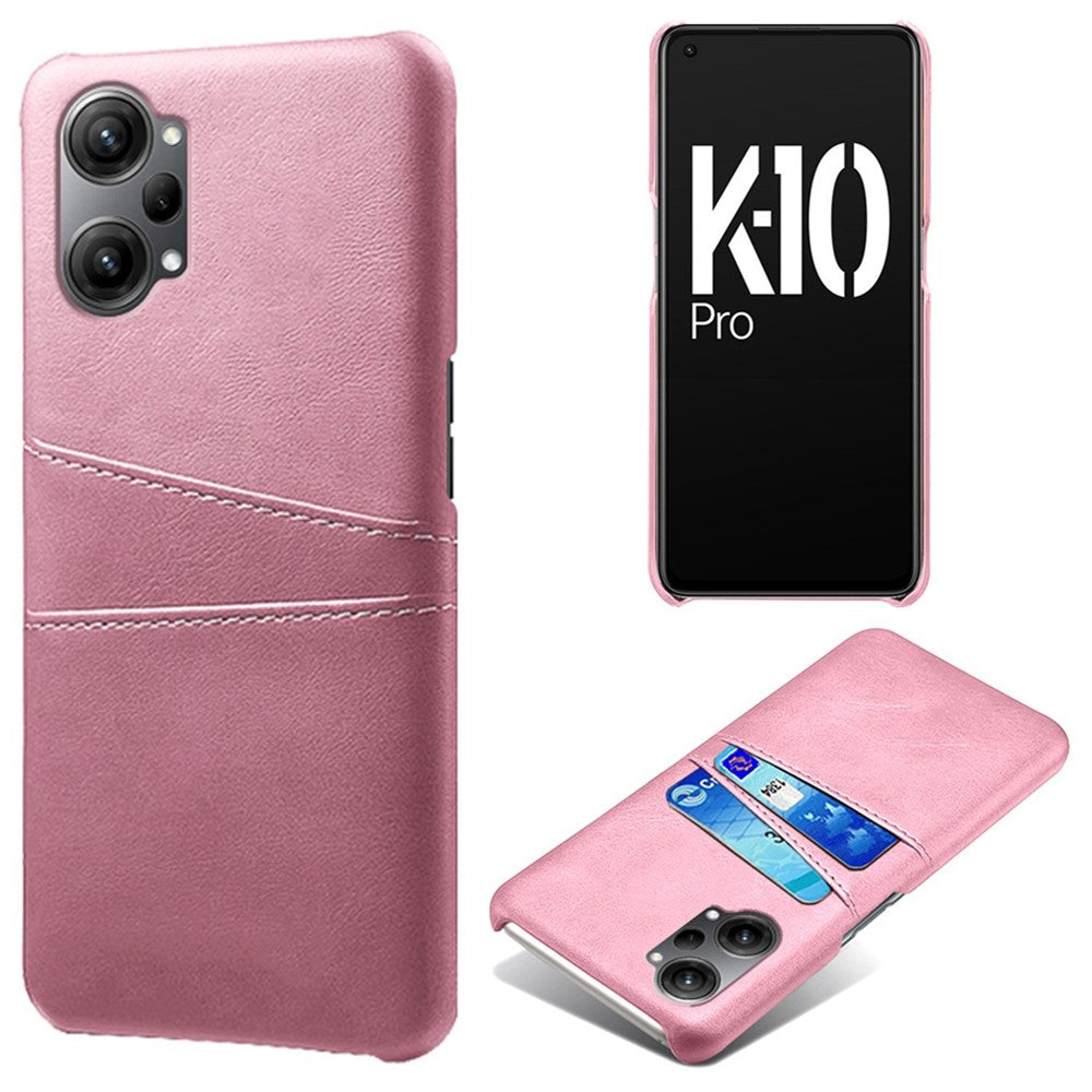 For Oppo K10 Pro 5G Anti-fall Phone Case Thin Card Slots Back Case PU Leather Coated Hard PC Cover