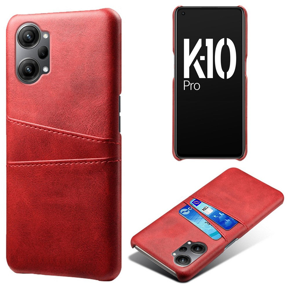 For Oppo K10 Pro 5G Anti-fall Phone Case Thin Card Slots Back Case PU Leather Coated Hard PC Cover