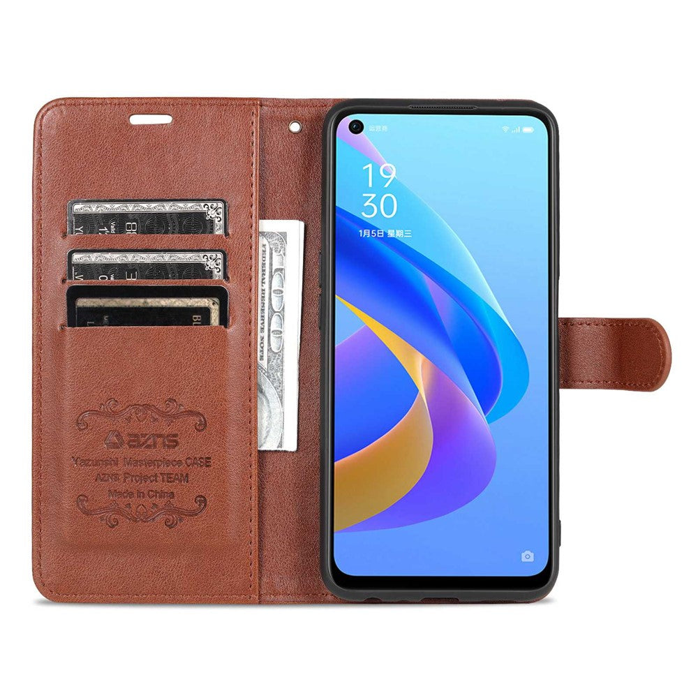 AZNS tekstureret PU-læderetui til Oppo A57 (2022) 5G / A77 5G / OnePlus Nord N300 5G med stander, flipdesign, magnetisk lukning, stødsikker beskyttelse og pungfunktion