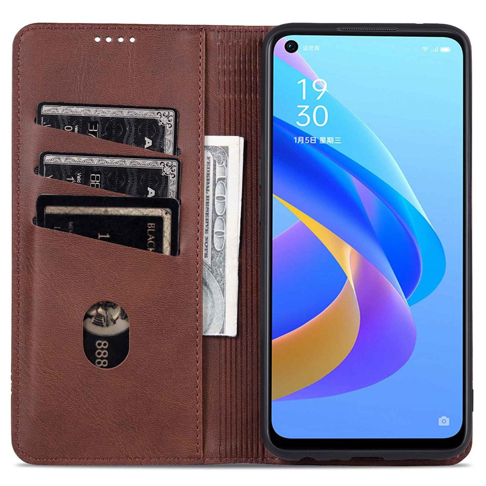 AZNS PU-læderpung-etui til Oppo A57 (2022) 5G / A77 5G / OnePlus Nord N300 5G med foldbart mønster, skjult magnetisk støttefod og folio-mobilcover
