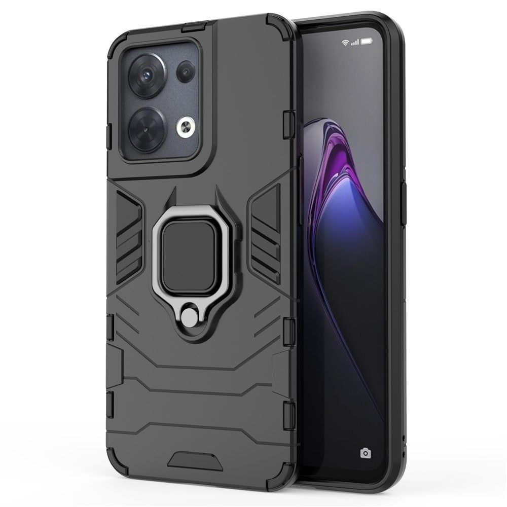 Ring Kickstand Drop-proof Phone Case for Oppo Reno8 5G (Global Version) / Oppo Reno8 5G, Soft TPU + Hard PC Hybrid Cover
