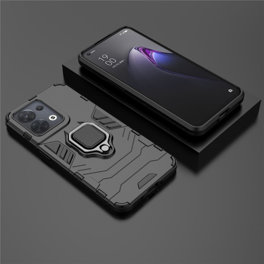 Ring Kickstand Drop-proof Phone Case for Oppo Reno8 5G (Global Version) / Oppo Reno8 5G, Soft TPU + Hard PC Hybrid Cover