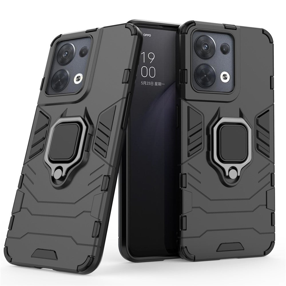 Ring Kickstand Drop-proof Phone Case for Oppo Reno8 5G (Global Version) / Oppo Reno8 5G, Soft TPU + Hard PC Hybrid Cover